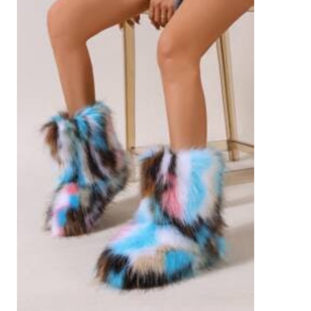 Fashion Nova Colorful Furry Boots